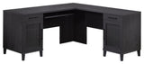 Pemberly Row Contemporary Coastal Engineered Wood L-Desk in Raven Oak
