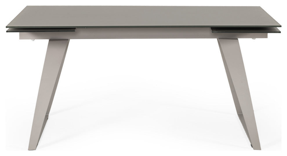 Modrest Croy Extendable Gray Glass Dining Table