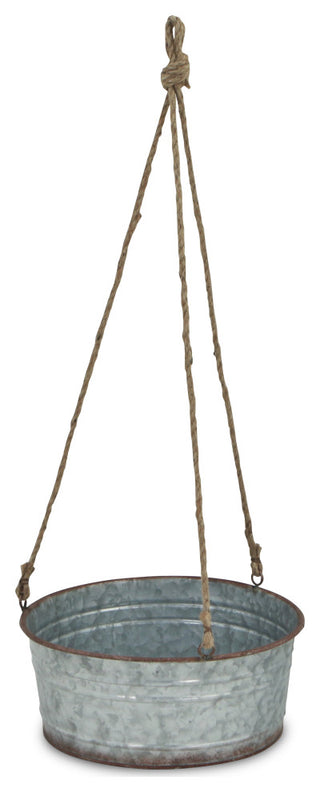 Round Galvanized Metal Rope Hanging Metal Planter