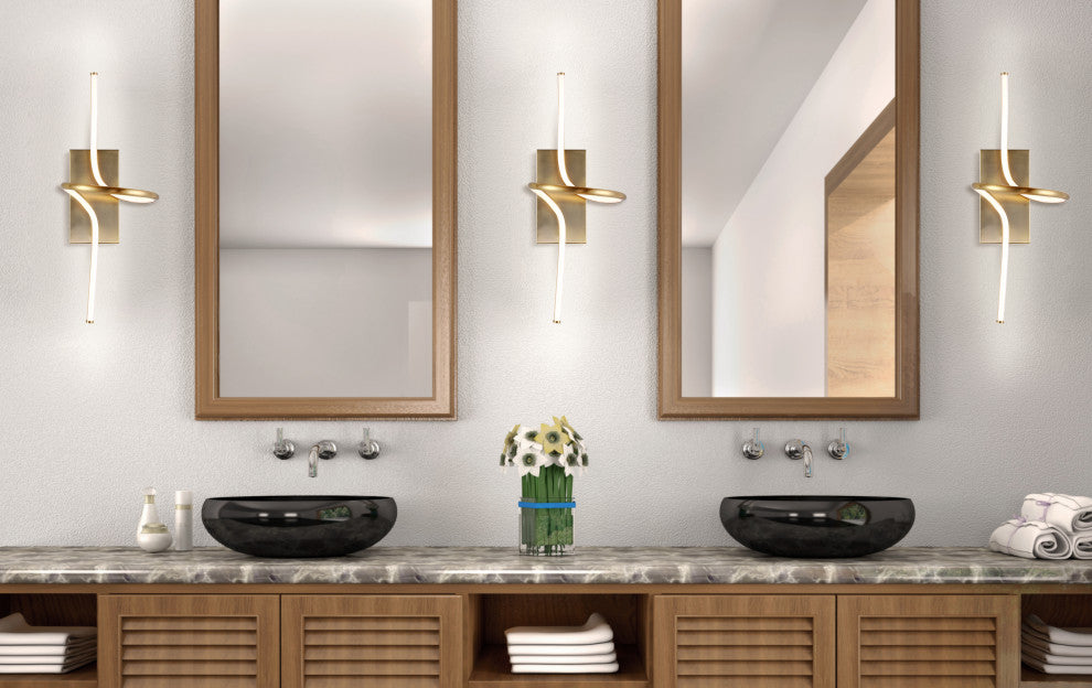 Sketch 9" Minimalist Metal Integrated LED Vanity Light Sconce, Gold