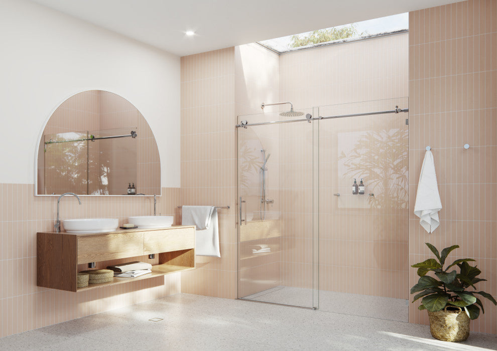 68-72"x78" Frameless Sliding Shower Door, Polished Chrome