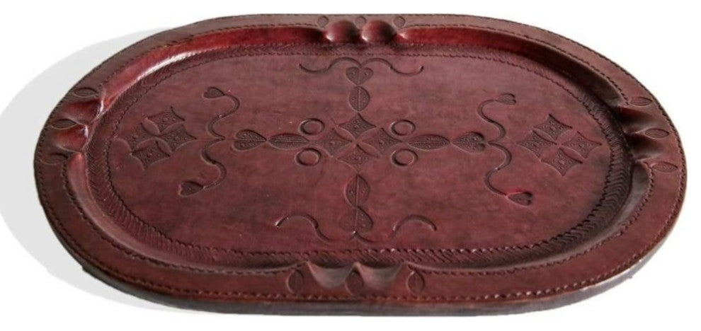 Set of Four Handmade African Leather Trays