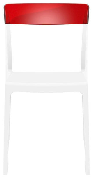 Flash Dining Chair, White Transparent, Red, Set of 2