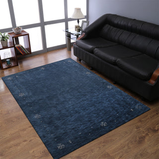 Hand Knotted Loom Wool Area Rug Contemporary, Blue, [Rectangle] 3'x5'
