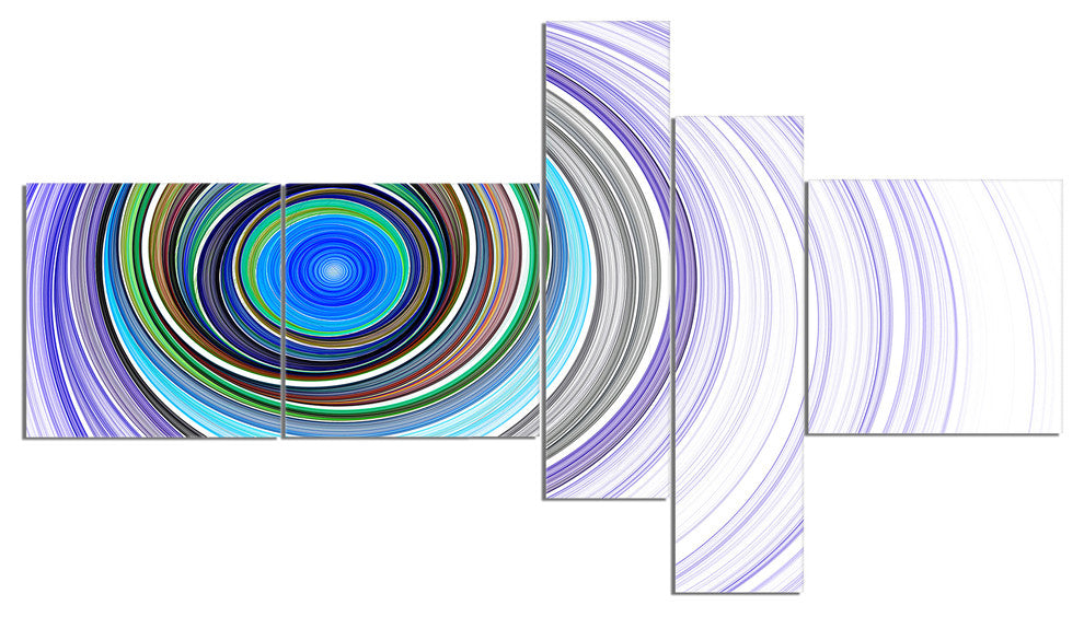Endless Tunnel Purple Ripples, Abstract Canvas art print, 60"x32", 5 panels