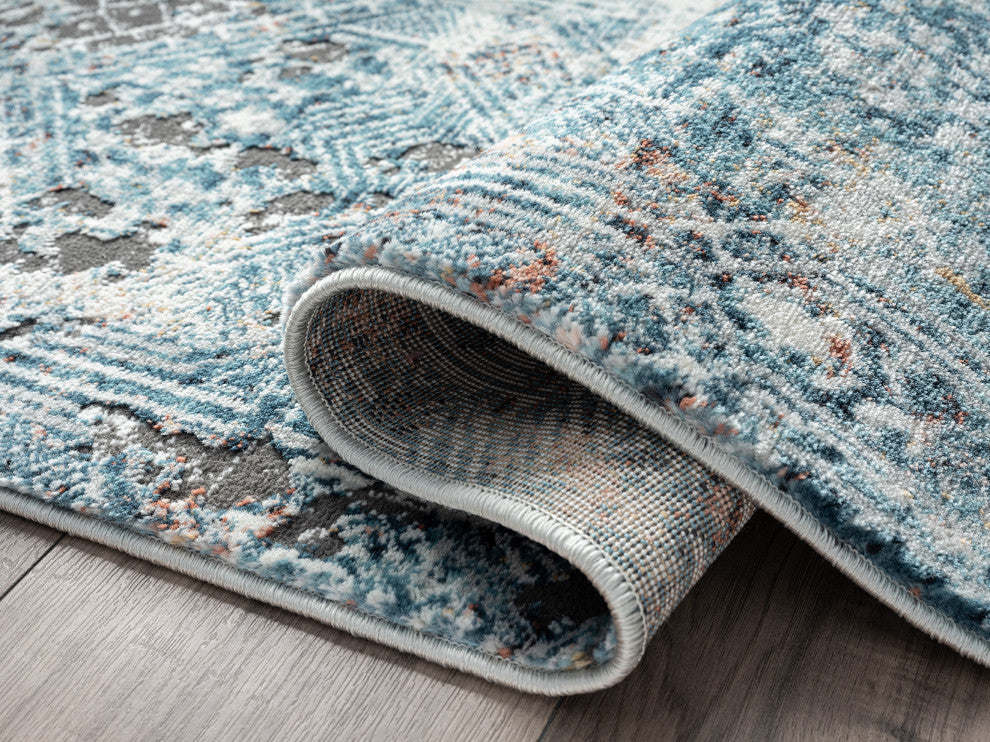 Abani Rugs Azure AZR180A Contemporary Blue and Ivory Abstract Area Rug