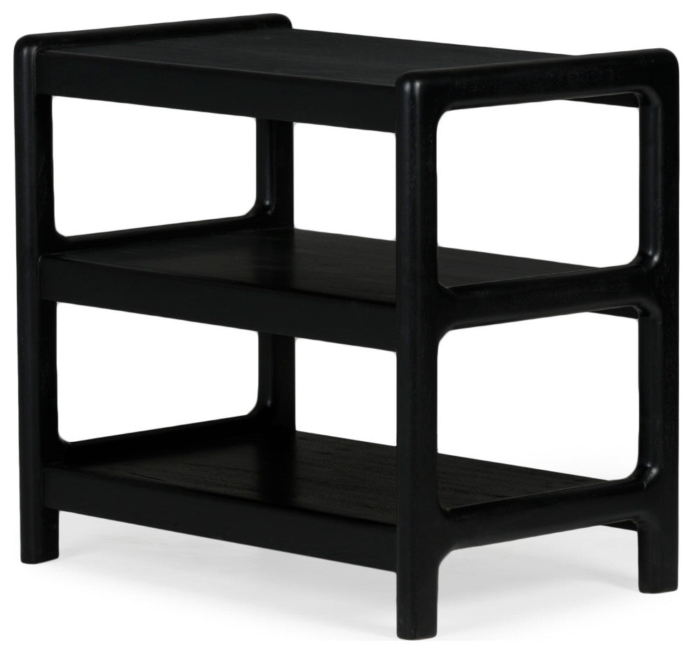 Chris Solid Wood Side Table - Charcoal
