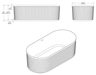 Serenity 67" Fluted Acrylic Soaking Tub, Oval, Matte Black