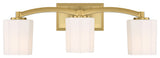 Whitney 3-Light Bathroom Vanity Light, Matte Black, Warm Brass