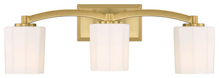 Whitney 3-Light Bathroom Vanity Light, Matte Black, Warm Brass