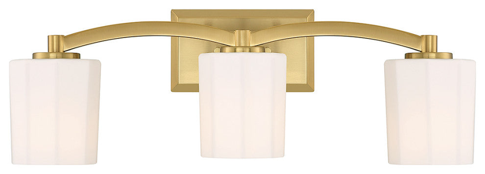 Whitney 3-Light Bathroom Vanity Light, Matte Black, Warm Brass