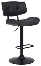 Armen Living Brooklyn 25-34" Faux Leather/Wood Swivel Bar Stool in Black