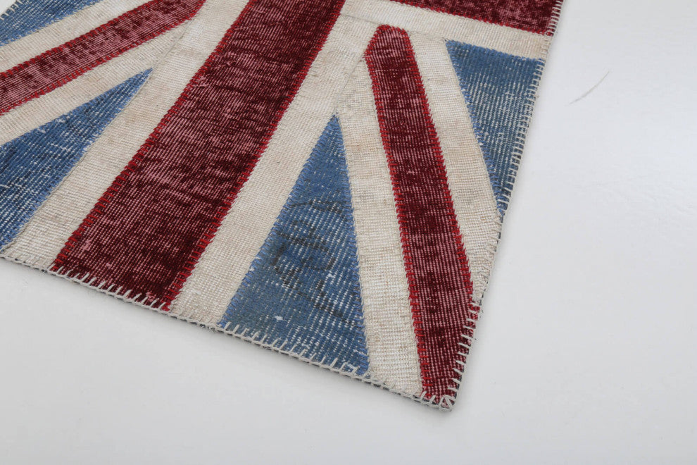 Rug N Carpet - Hand-knotted Turkish 2' 10'' x 5' 0'' Flag Patchwork Rug