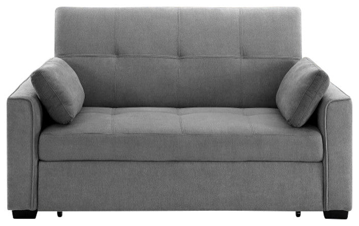 Nantucket Pull-Out Chenille Sleeper Sofa With Accent Pillows, Light Gray, Full