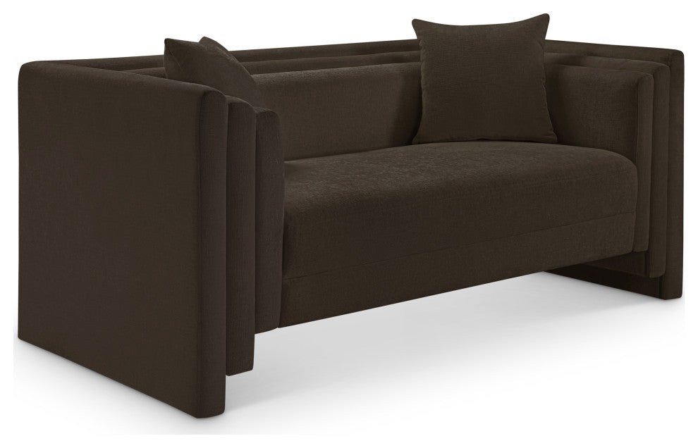 Everett Upholstered Loveseat, Brown, Chenille Fabric