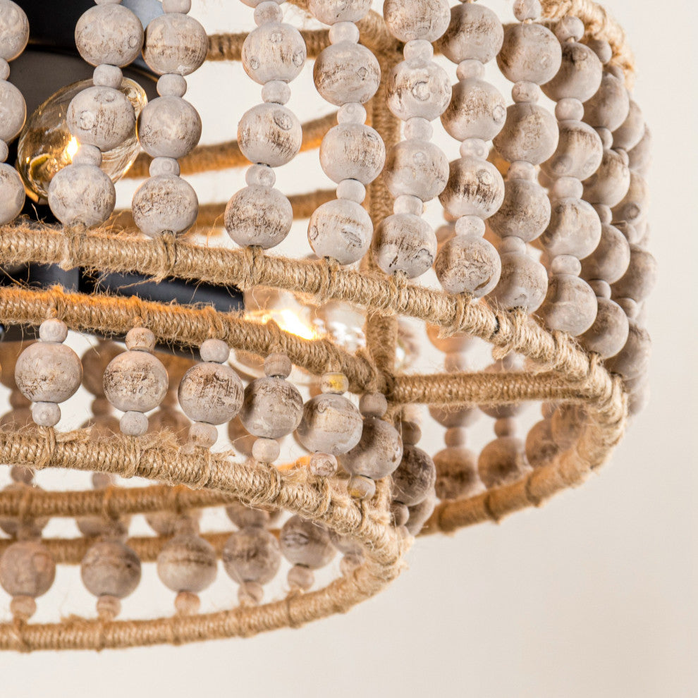 15.75 in Cicle Wood Beads Rustic Chandelier