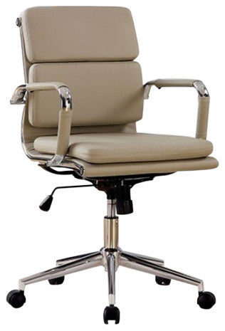 Leatherette Upholstered Contemporary Office Swivel Chair, Mocha Beige