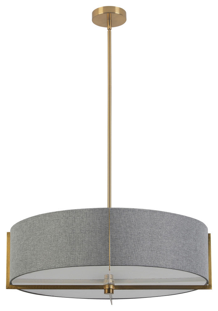 Gray Contemporary Pendant With Aged Brass Metal