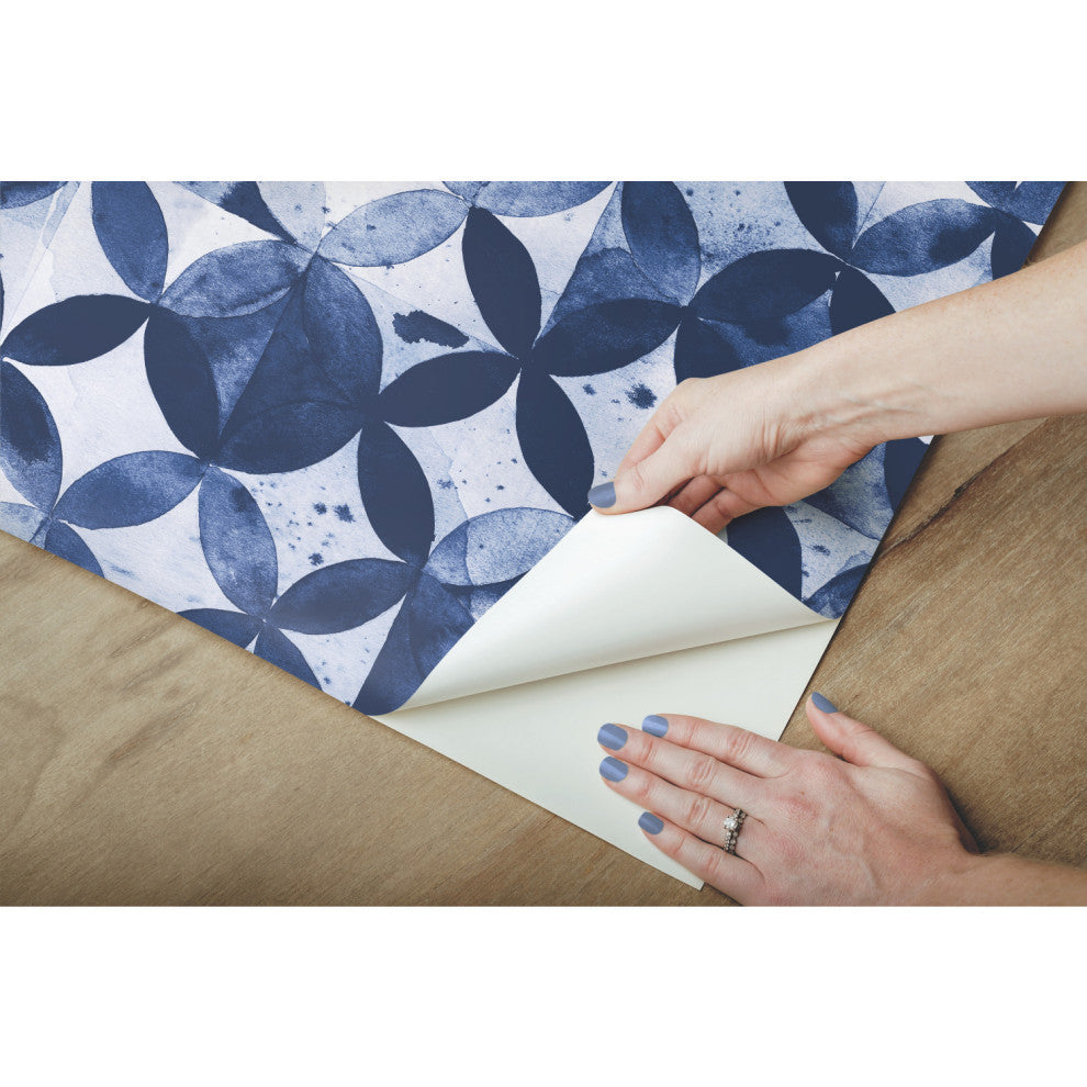 Paul Brent Moroccan Tile Peel and Stick Wallpaper, Blue