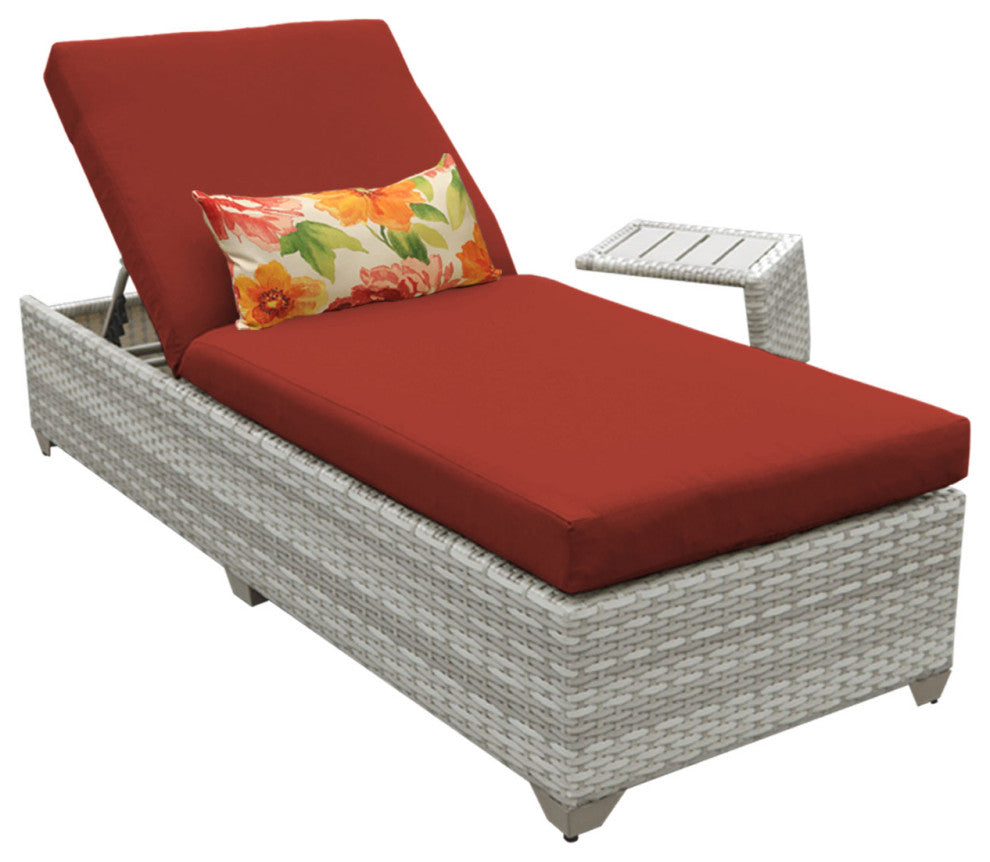 Fairmont Chaise Outdoor Wicker Patio Furniture With Side Table