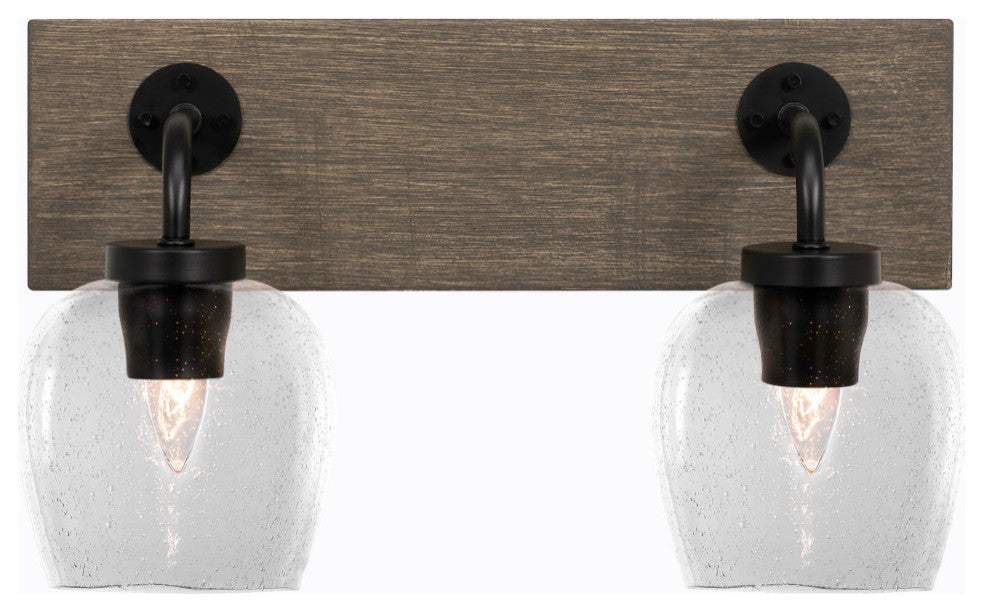 Oxbridge, Bath Bar, Matte Black & Painted Distressed Metal, 6" Clear Bubble