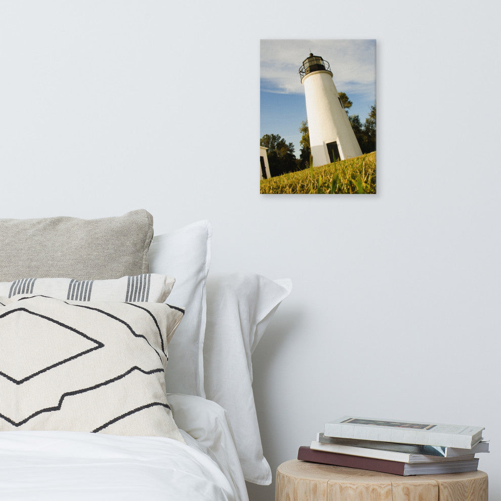 Turkey Point Lighthouse Coastal Landscape Photography Canvas Wall Art, 12" X 16"