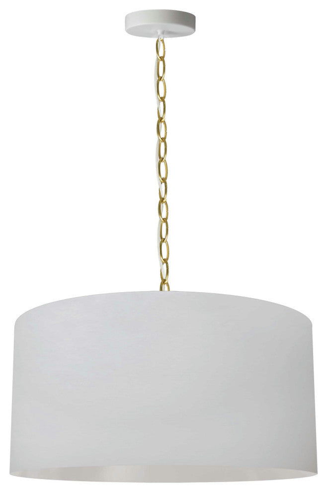 1 Light Medium Braxton Aged Brass Pendant w/ White Shade