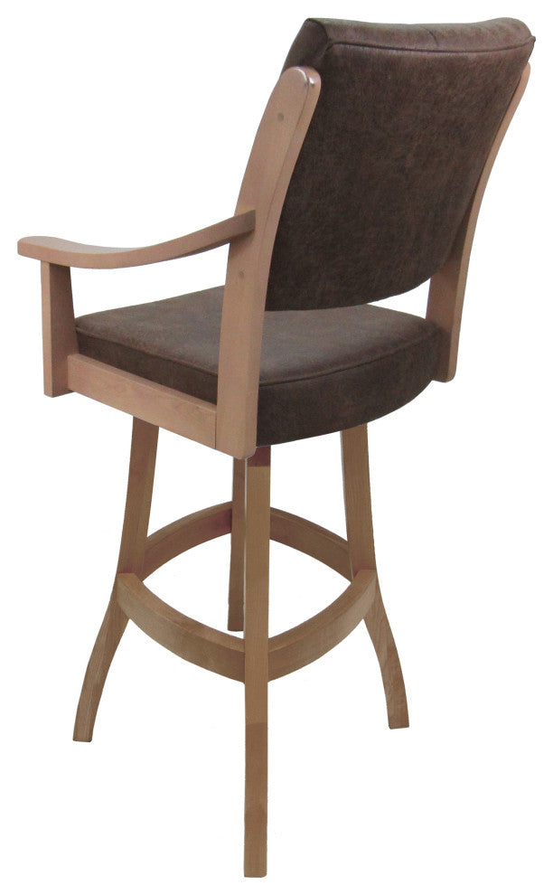 Swivel Counter Wood Bar Stool Casa on S-Base, Ocean Beige Vinyl - Honey, 26"