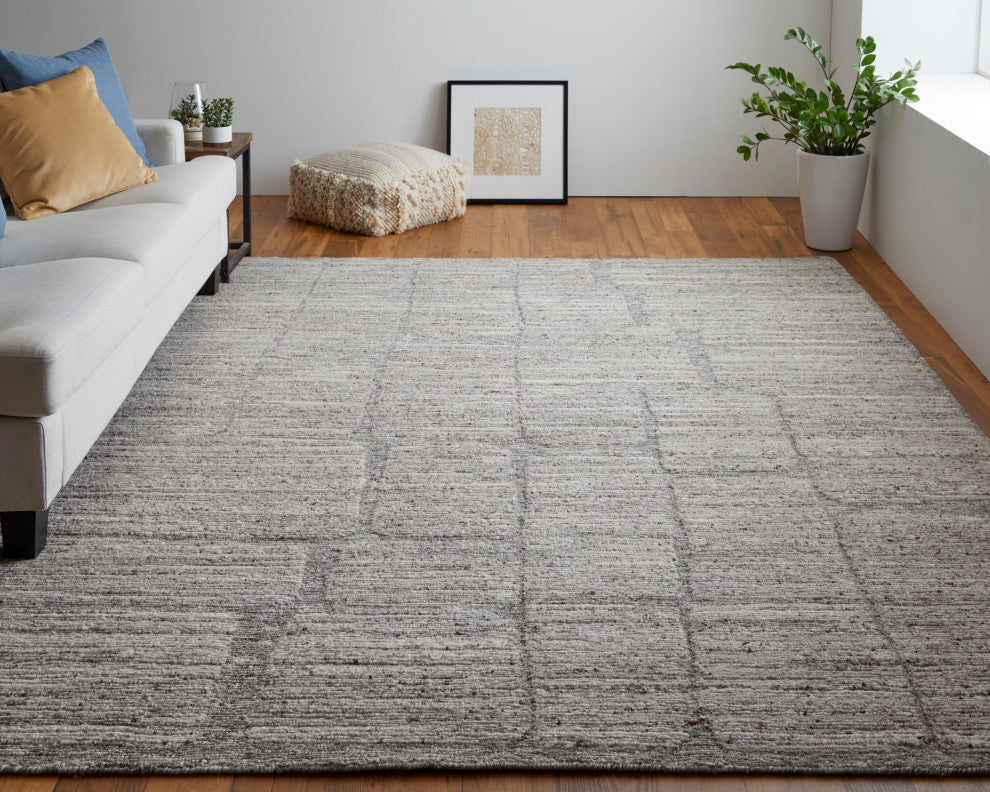 Conor Modern Abstract, Gray/Ivory/Taupe, 9'6"x13'6" Area Rug
