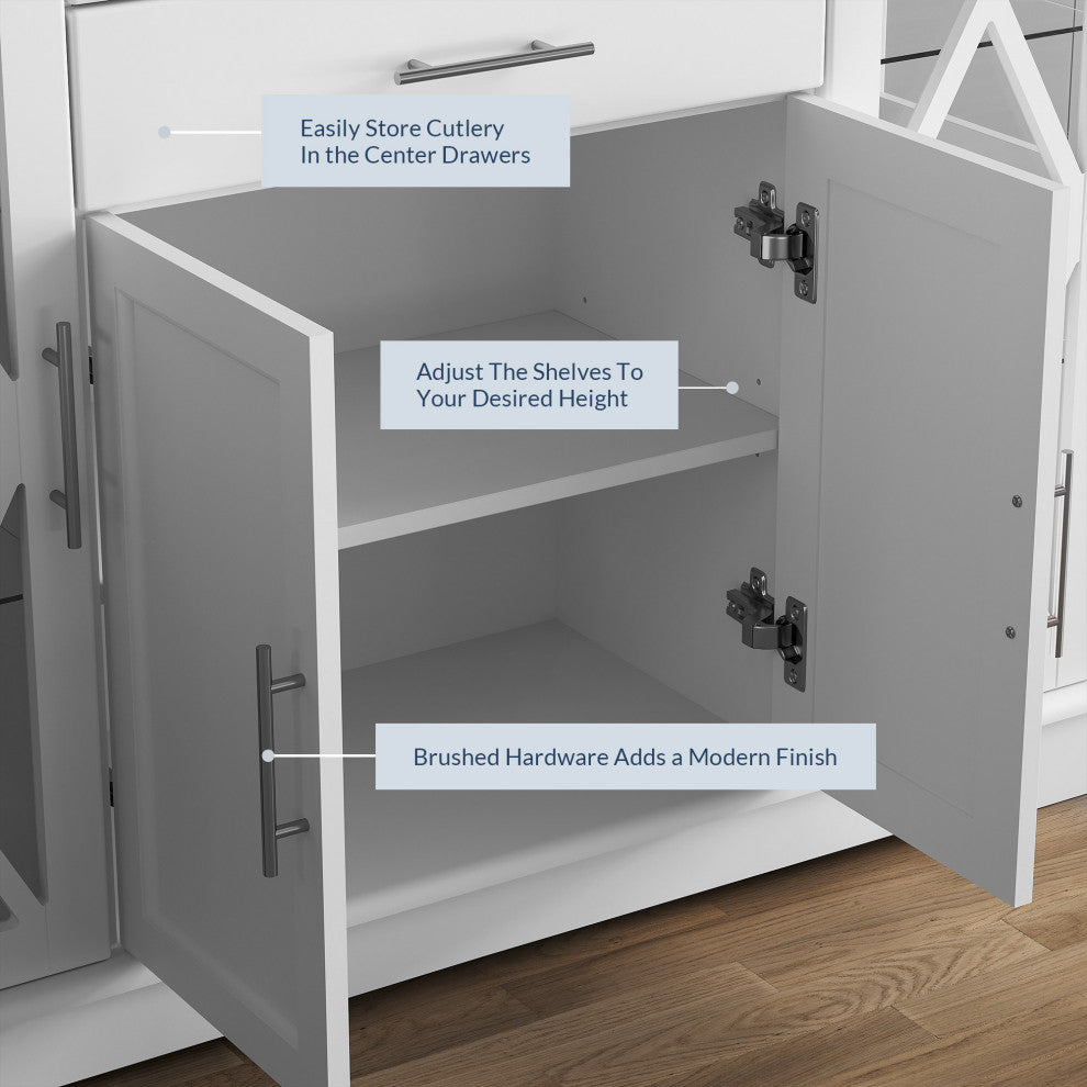 Ryland 47" Wood Storage Sideboard Buffet Cabinet Console Table, White