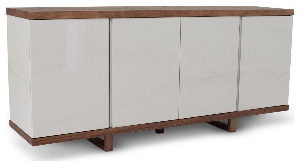 Modern Brazilian, Copany, Buffet, Nogal Frame, Off White