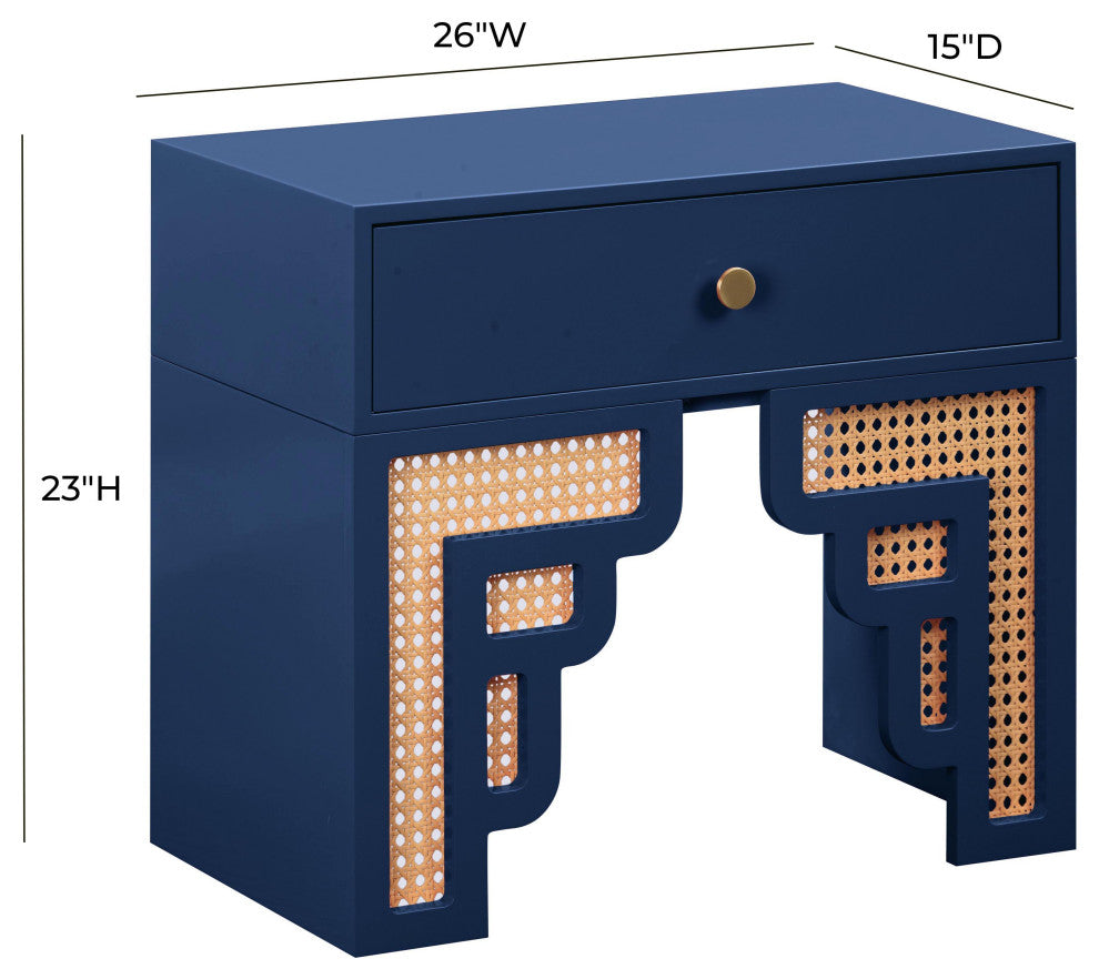 Suzie Navy/Rattan Nightstand