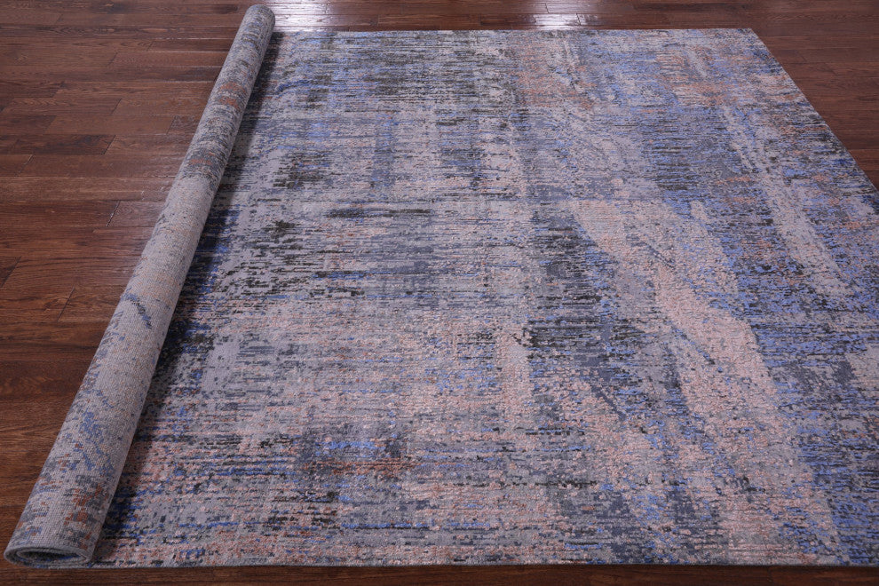 7' 9" X 10' 2" Handmade Wool & Silk Abstract Rug - Q14875