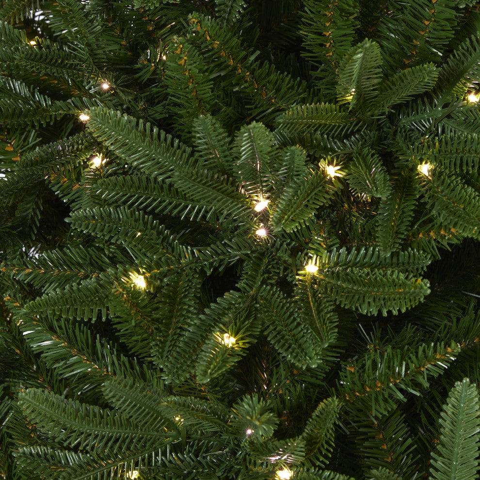 7' Oregon Spruce Faux Xmas Tree W/850 White, Multifunction Microdot Lights