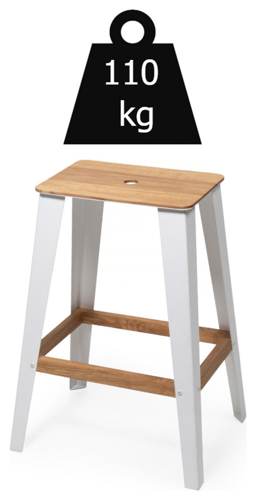 Wild Wooden Industrial 23.62" Bar Stool, White