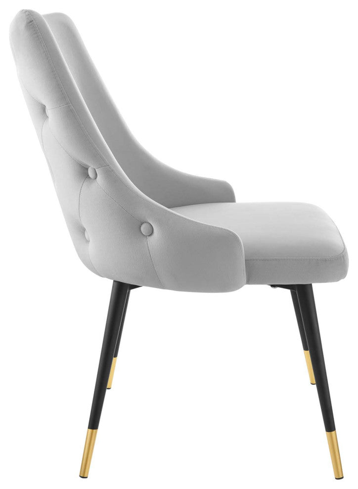 Adorn Dining Side Chair Performance Velvet Set of 2 Light Gray