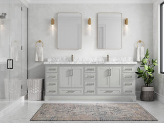 Fenway 84 Double Sink Bath Vanity in Coventry Gray 2" Carrara Marble