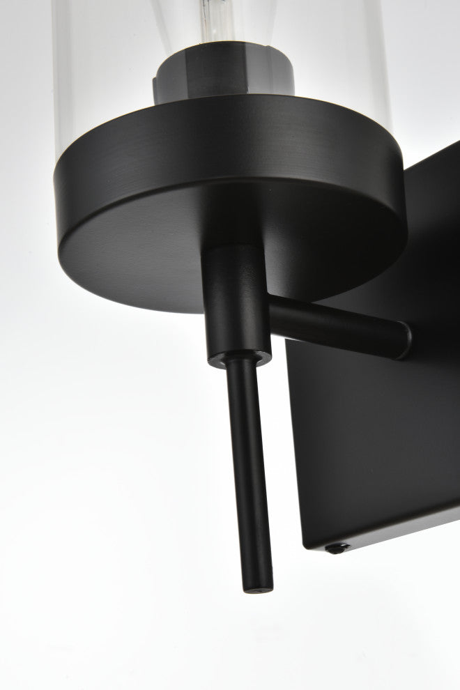 1 Light Black And Clear Bath Sconce
