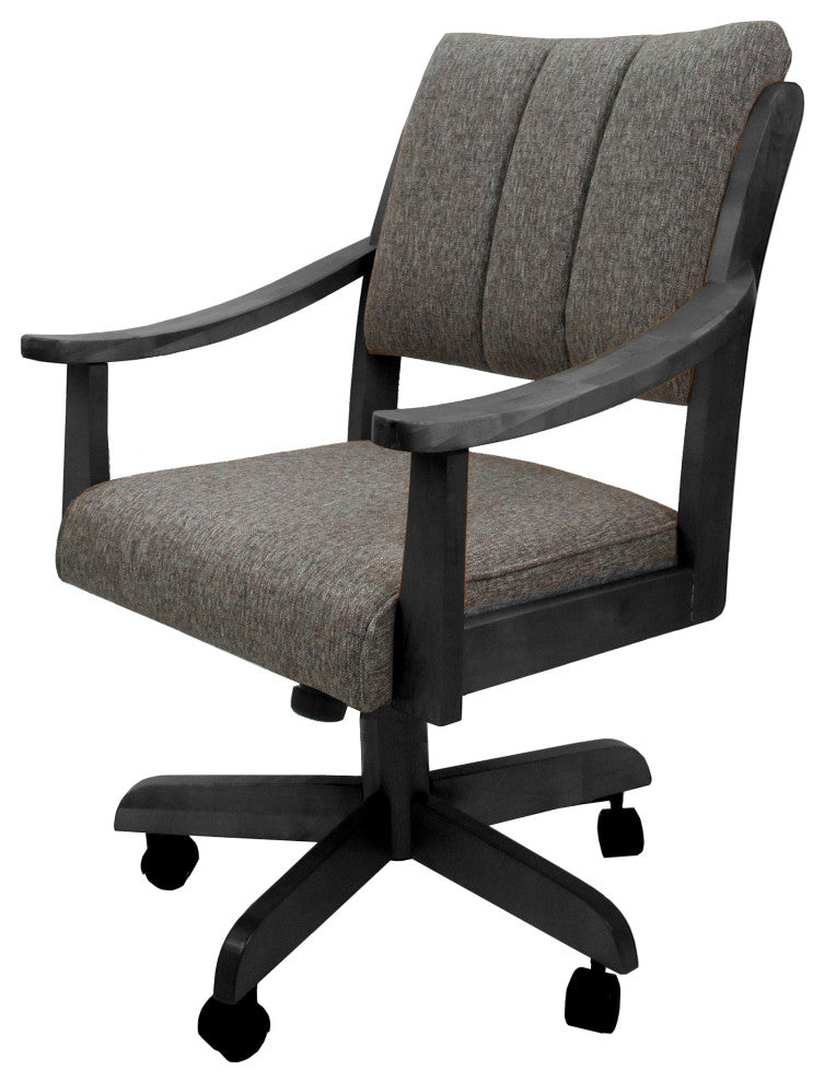 Swivel Wood Dining Caster Chair with Wheels - Casa, Mojave Grey - Dark Grey