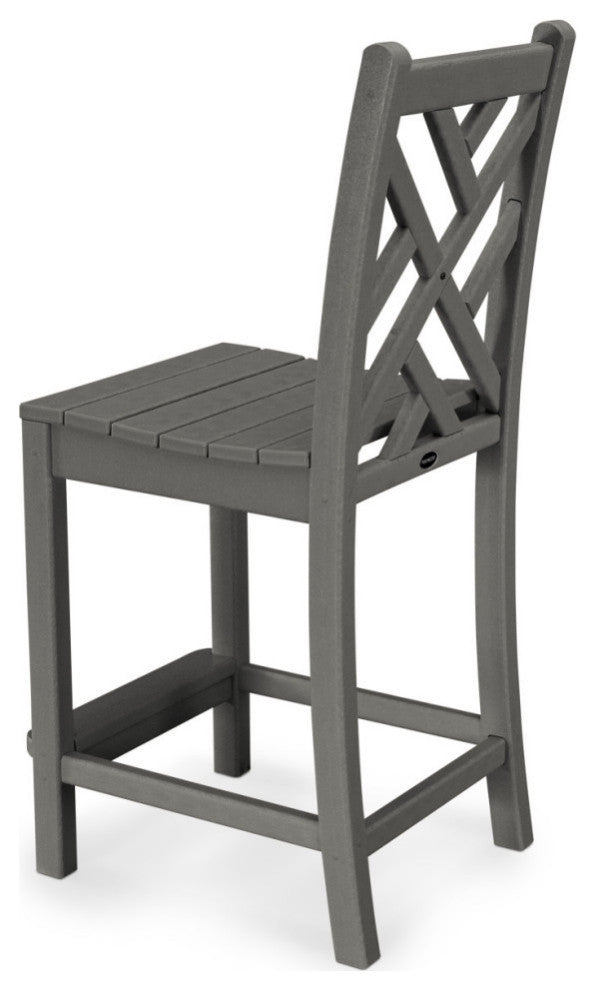 Polywood Chippendale Counter Side Chair, Slate Gray