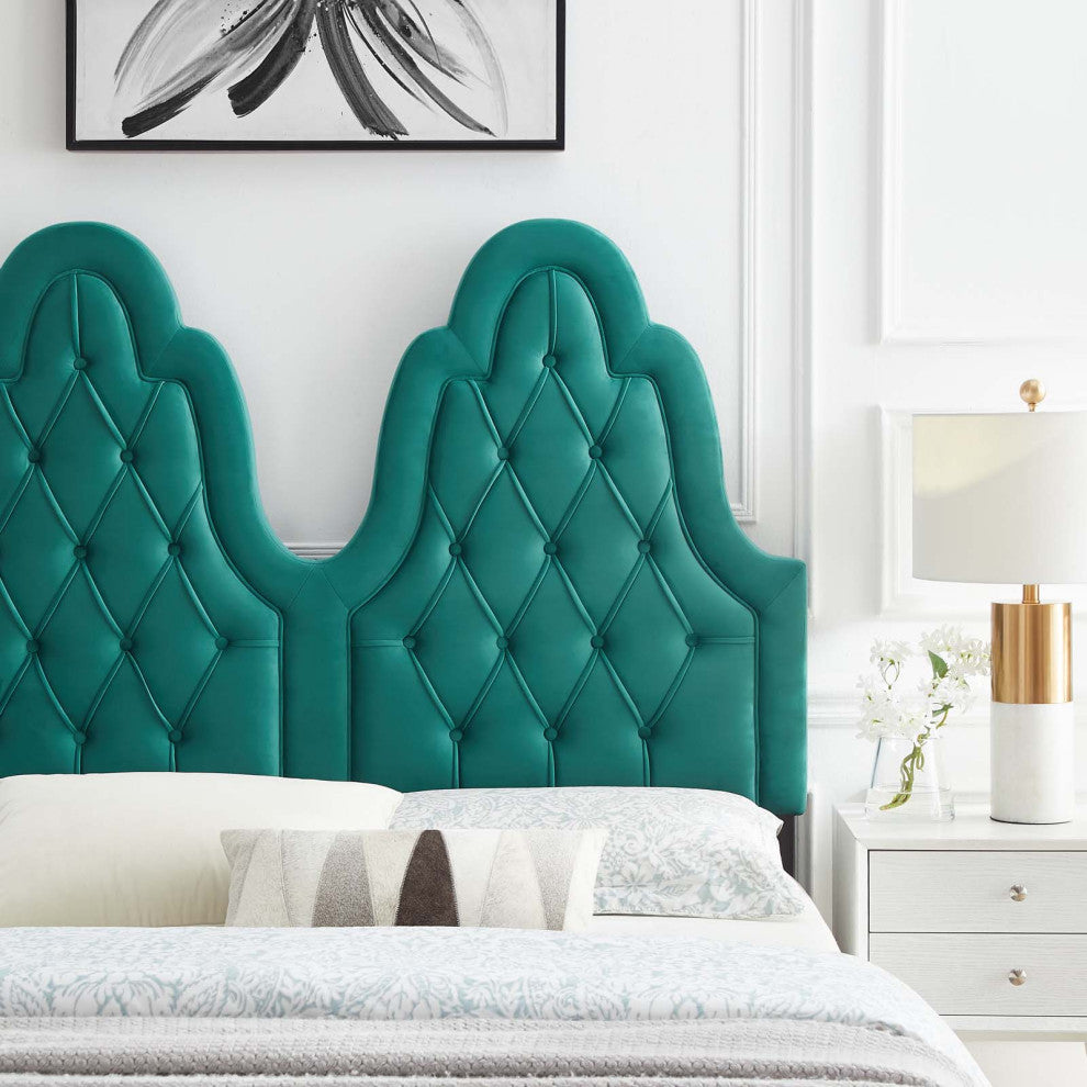 Augustine Tufted Performance Velvet King/California King Headboard Teal