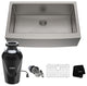 Standart PRO 33" Farmhouse Stainless Steel Kitchen Sink, Garbage Disposal