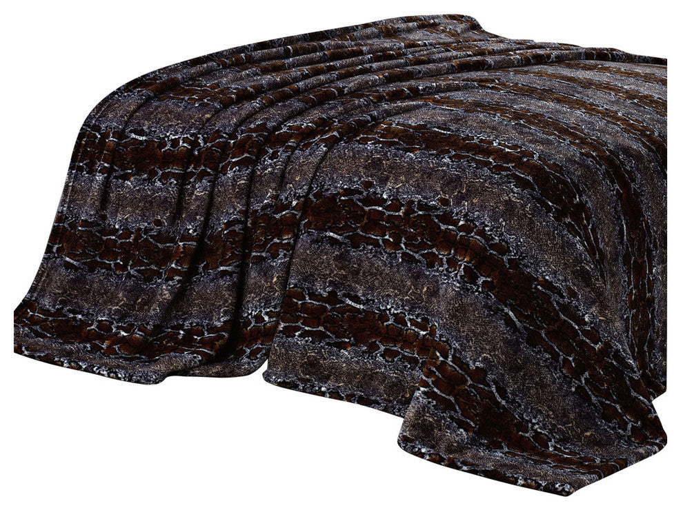 Chocolate Snake Safari Flannel Fleece Blanket, Queen