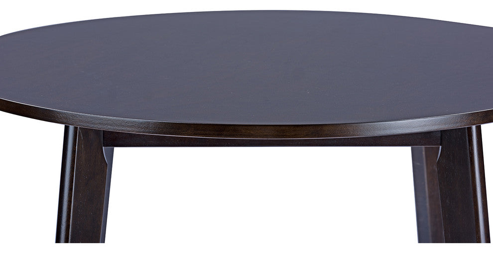 Debbie Mid-Century Dark Brown Wood Round Dining Table