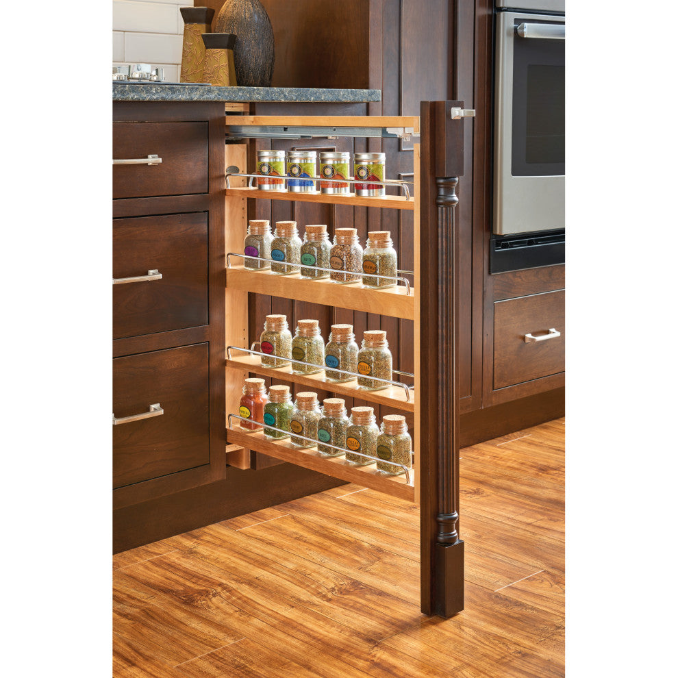 Wood Base Filler Pull Out Organizer for New Kitchen With Soft Close, 6"