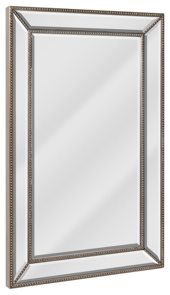 Head West Champagne Silver Metro Beaded Framed Vanity Mirror - 24" x 30"