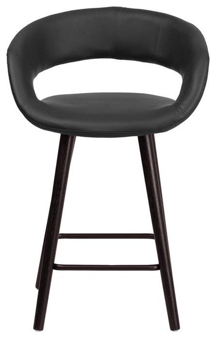 Brynn Series 24'' High Black Vinyl Counter Height Stool With Wood Frame