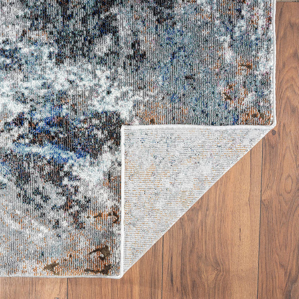 5" x 8" Gray Abstract Foliage Area Rug