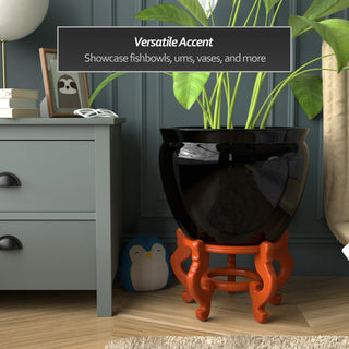 Rosewood Fishbowl Stand, Honey, Size 12.5" Base Diameter