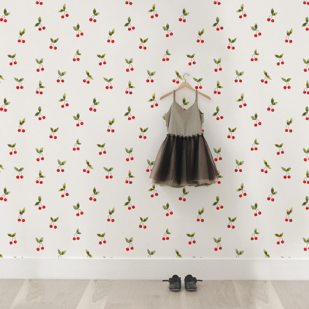 Cherries Patch Peel and Stick Vinyl Wallpaper, 24"w X 108"h